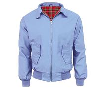 Mens Classic Harrington Full Zip High Collar Retro Jacket 1970’s Mod Coat Top Vintage Scooter Bomber UK Red Navy Black Stone Burgundy Green Sky Royal Blue