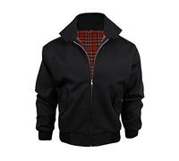 Mens Classic Harrington Full Zip High Collar Retro Jacket 1970’s Mod Coat Top Vintage Scooter Bomber UK Red Navy Black Stone Burgundy Green Sky Royal Blue