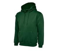 Mens Classic Hooded Sweatshirt Womens Long Sleeve Plain Pullover Hooded Hoodie (Bottle Green Large)