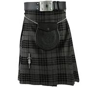 Men's Classic Kilt Set Grey Watch Kilt with Sporran, Pin, Belt & buckle (38" Inches Naval Waist)