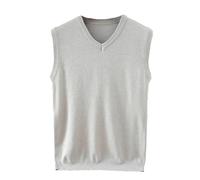 Men's Classic Knitting Cashmere Wool Blend Vest V Neck Loose Solid Color Sweater Vest