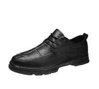 Men's Classic Lace-Up Platform Oxford Shoes Waterproof Leather Round Toe British Style Dress Shoes(Negro,6.5 UK)