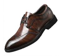 Men's Classic Leather Dress Shoes Formal Office Wedding Oxfords Brown