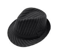 Mens Classic Manhattan Fedora Hat Structured Brim Trilby Gangster Vintage Style for Business Wedding Party Daily Wear Black