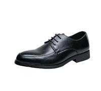 Mens Classic Oxford Dress Shoes Pu Leather Lace Up Round Toe Non Slip Rubber Sole Low Top Formal Working Comfortable Slip Resistant(Negro,5.5 UK)