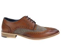 Mens Classic Oxford Tweed Brogue Derby Shoes in Tan Leather House Of Cavani Tan 10