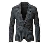Men's Classic Pinstripe Blazer - Stylish Slim Fit Black Suit Jacket - Lightweight Single-Breasted Formal Wear Blazer - Business Casual Everyday Wear Coat - Comfortable Elegant Office Blazer