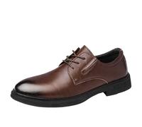 Men's Classic Platform Leather Oxford Shoes Height Increasing Block Heel Formal Casual Footwear(Marrone,10 UK)