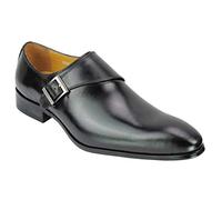 Mens Classic Polished Real Leather Single Monk Shoes Buckle Strap Slip on Smart Work Dress Loafer