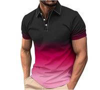 Mens Classic Polo Shirt Tshirts Polos Pique Collared Buttoned Regular Fit Top Button Front Polo Shirts Casual Sport Shirt Basic Regular-Fit Golf Shirts Oversized T Men Gym (A1 Hot Pink,4XL)