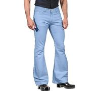 Mens Classic Retro 70s Style Bell Bottom Trousers Smart Casual Business Office Work Suit Pants Comfort Stretch Flared Leg Disco Themed Party Flared Bootcut Yoga Palazzo Pants Light Blue