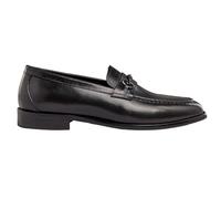 Men's Classic Round Toe Penny Loafers with Snaffle Buckle Real Leather Handmade Shoes [MA7288-Y02-BLACK-43EU, 8.5UK]
