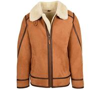 Mens Classic Shearling Aviator Leather Jacket Sheepskin Coat Dean Tan