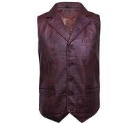 Men's Classic Smart Conker Brown Leather Waistcoat 4XL