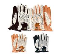 Mens Classic Soft Leather Crochet String back Chauffeur Vintage Fashion Driving Gloves 505 & 506 (505 Black, S)