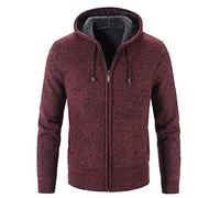 Men's Classic Stand Collar Cable Knitted Cardigan Turn Down Collar Fleece Lined Zipper Winter Jumper Full Zip Long Sleeve Jacket Chunky Knitwear Outwear Top