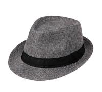 Mens Classic Straw Fedora Hat Sun Protection UV UPF50+ Panama Style Hat Short Brim Packable Trilby Hat Fashion Gentleman Hat, Dark Grey, One size