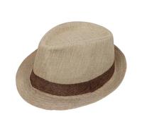 Mens Classic Straw Fedora Hat Sun Protection UV UPF50+ Panama Style Hat Short Brim Packable Trilby Hat Fashion Gentleman Hat, Beige, One size