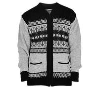 Mens Classic Style Cardigan Argyle Diamond Pattern ButtonCasual Design Zip Up Thick Knit Warm Winter Grandad Sweater Knitted V Neck Zipper Cardi Long Sleeve Knitwear Vintage Jumper(Black Zip,XL)