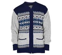 Mens Classic Style Cardigan Argyle Diamond Pattern ButtonCasual Design Zip Up Thick Knit Warm Winter Grandad Sweater Knitted V Neck Zipper Cardi Long Sleeve Knitwear Vintage Jumper(Navy Zip,M)
