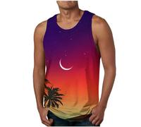 Men's Classic Tank Top Clearance Men Holiday Hawaiian Vest Sleeveless Athletic Tshirt Lightweight Vests Gym Muscle Tee Fitness Workout T-Shirts Summer Tank Tops Sports T Shirt