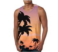 Men's Classic Tank Top Clearance Men Holiday Hawaiian Vest Sleeveless Athletic Tshirt Lightweight Vests Gym Muscle Tee Fitness Workout T-Shirts Summer Tank Tops Sports T Shirt