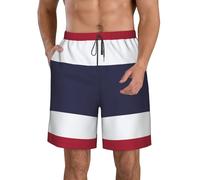 Men's Classic Thailand Flag Swim Trunks Mens Casual Shorts Board Shorts with Pockets Beach Shorts for Men, White, M