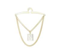 Men's Classic Tie Chain with Decorative Charms, Cravat Collar Pin and Link Style Tie Clip Set with Gift Box, Large, Metal, Crystal