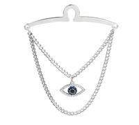 Men's Classic Tie Chain with Decorative Charms, Cravat Collar Pin and Link Style Tie Clip Set with Gift Box, Extra Large, Non Precious Metal Rhinestone, Cubic Zirconia