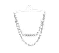 Men's Classic Tie Chain with Decorative Charms, Cravat Collar Pin and Link Style Tie Clip Set with Gift Box, Large, Metal, Crystal