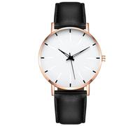 Mens Classic Two Tone Analog Quartz Watch Leather Band Comfortable Business Watch, a