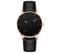 Mens Classic Two Tone Analog Quartz Watch Leather Band Comfortable Business Watch, E