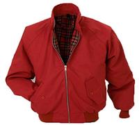 MENS CLASSIC VINTAGE 1970'S BOMBER HARRINGTON RETRO TRENDY TOP SCOOTER JACKET (XXL, Red)