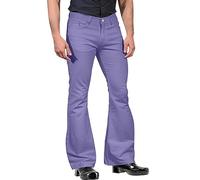 Mens Classic Vintage 70s Bell Bottom Trousers, Relaxed Comfort Stretch Flared Leg Disco Theme Party Flared Bootcut Yoga Pants, Casual Business Office Work Suit Pants, Solid Flared Pant With Pockets
