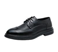 Men's Classic Waterproof Leather Dress Shoes Lace-up Wingtip Low Top Non Slip Oxfords Classic Formal Business Office Shoes for Men(Negro,9.5 UK)