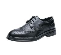 Mens Classic Wear-Resistant Oxford Dress Shoes Lace Up Breathable Formal Anti Slip Rubber Sole Leather Shoes for Business Work and Casual Wear(Negro,9 UK)