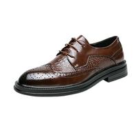 Mens Classic Wear-Resistant Oxford Dress Shoes Lace Up Breathable Formal Anti Slip Rubber Sole Leather Shoes for Business Work and Casual Wear(Marrone,9.5 UK)