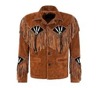 Men's Classic Western Style Cowboy Fringe American Native Suede Leather Jacket 7740 (as8, alpha, x_l, regular, regular)