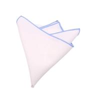 Men's Classic White Pocket Square Pure Color Suit Handkerchief with Contrast Border Business Formal Chest Towel #01