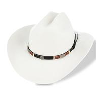 Men's Classic Wool Western Cattleman Cowboy Hats for Men Women - Made from Stiff Wool, Authentic Rancher Style Felt Cowboy Hat for Outdoor Work and Leisure (UK, Alpha, M, Standard, White)