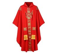 Mens Clergy Robes Chasuble Priest Vestment Catholic Outfit Church Father Pope Mass with Tassel Stole
