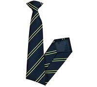 Men's Clip On Tie (Black with Double Gold Stripes)