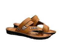 Men's Clip Toe Sandals Shoes, Outdoor Open Toe Adjustable the Heel Strap Non-slip Beach Hiking Sandals for Men, Bunion Corrector Flat Work-Use Shoes, for Walking Around Town, Running(Khaki,7 UK)
