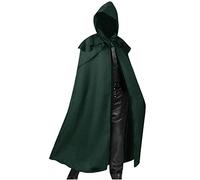 Mens Cloak Medieval Templar Knight Cloak Vintage Coat Gothic Solid Long Cape Cloak Hood Hat Cosplay Hooded Robe Halloween Costume Carnival Fancy Dress Clothing Masquerade Cape Overcoat Plus Size