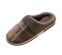 Men's Closed Slippers 46 Wide Footbed Felt Wool Gravel Slippers for Warm Felt Slippers Thick Felt Slippers Leisure Slippers Plush Striped Guest Slippers, coffee, 10 UK