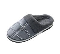 Men's Closed Slippers 46 Wide Footbed Felt Wool Gravel Slippers for Warm Felt Slippers Thick Felt Slippers Leisure Slippers Plush Striped Guest Slippers, gray, 10 UK