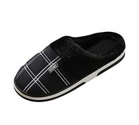 Men's Closed Slippers 46 Wide Footbed Felt Wool Gravel Slippers for Warm Felt Slippers Thick Felt Slippers Leisure Slippers Plush Striped Guest Slippers, black, 10 UK