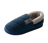 Men's Closed Slippers Winter Plush Warm Lined Winter Shoes with Platform Mules Slip On Felt Slippers Leisure Felt Slippers Minimalist Slippers Plush, navy, 10 UK