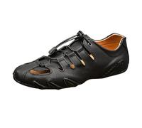Mens Closed Toe Hollow Out Shoes - Summer Lightweight Beach Shoes Retro Breathable Flat Slip On Trainers Wide Fit Shallow Mouth Footwear Casual Outdoor Slip-Resistant Walking Trainer For Holiday