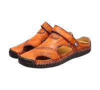Mens Closed Toe Sandals Uk,Slip On Sandals For Men With Adjustable Hook And Loop Strap Non-Slip Cutout Breathable Summer Mules Comfortable Cushion Wide Fit Causal Shoes For Beach Daily Wear